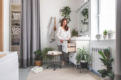 Floating Cabinets and Minimalist Fixtures